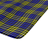 Blue Yellow Plaid Checker Seamless Pattern カッティングボード (角)