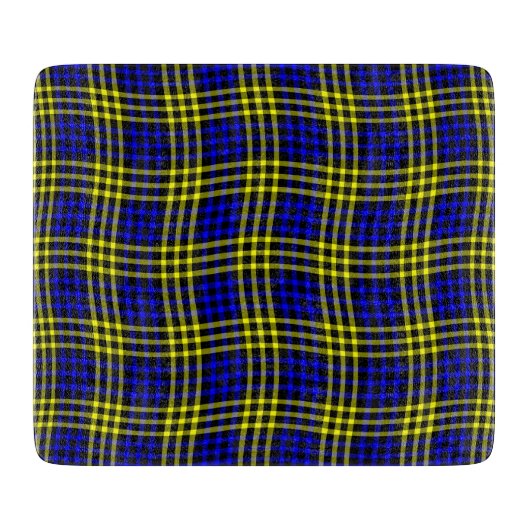 Blue Yellow Plaid Checker Seamless Pattern カッティングボード (正面)