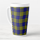 Blue Yellow Plaid Checker Seamless Pattern カフェラテマグ (左アングル)
