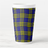 Blue Yellow Plaid Checker Seamless Pattern カフェラテマグ (正面)