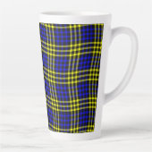 Blue Yellow Plaid Checker Seamless Pattern カフェラテマグ (右)