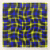 Blue Yellow Plaid Checker Seamless Pattern ガラスコースター (正面)