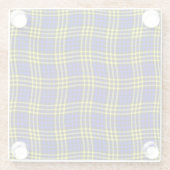 Blue Yellow Plaid Checker Seamless Pattern ガラスコースター (裏面)