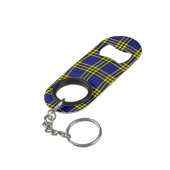 Blue Yellow Plaid Checker Seamless Pattern キーホルダー栓抜き (裏面アングル)