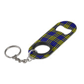 Blue Yellow Plaid Checker Seamless Pattern キーホルダー栓抜き (正面アングル)