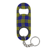Blue Yellow Plaid Checker Seamless Pattern キーホルダー栓抜き (裏面)