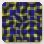 Blue Yellow Plaid Checker Seamless Pattern コースター (正面)