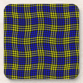 Blue Yellow Plaid Checker Seamless Pattern コースター