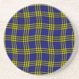 Blue Yellow Plaid Checker Seamless Pattern コースター