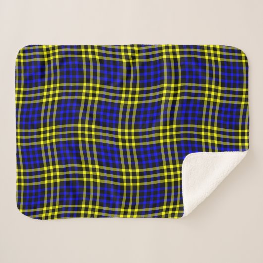 Blue Yellow Plaid Checker Seamless Pattern シェルパブランケット (正面(横))