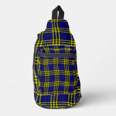 Blue Yellow Plaid Checker Seamless Pattern スリングバッグ (正面)