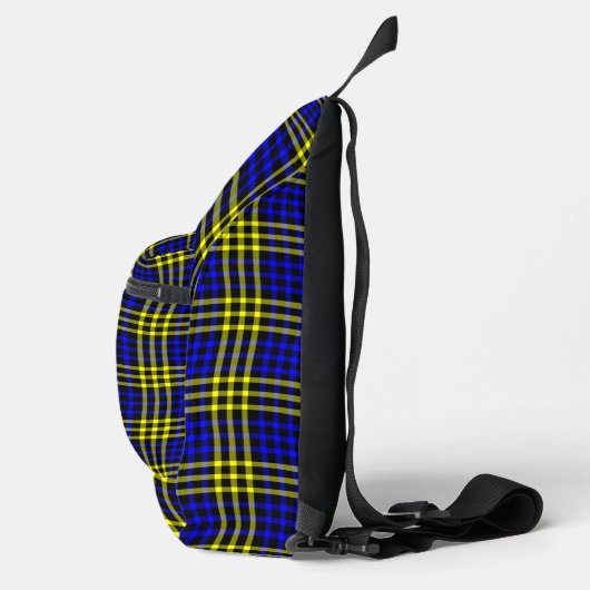 Blue Yellow Plaid Checker Seamless Pattern スリングバッグ (右)