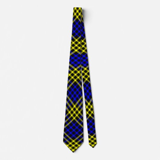 Blue Yellow Plaid Checker Seamless Pattern ネクタイ (正面)