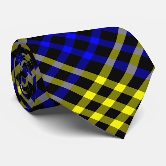 Blue Yellow Plaid Checker Seamless Pattern ネクタイ (ロール)