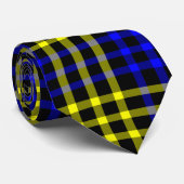Blue Yellow Plaid Checker Seamless Pattern ネクタイ (ロール)