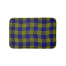 Blue Yellow Plaid Checker Seamless Pattern バスマット