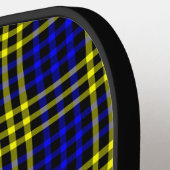 Blue Yellow Plaid Checker Seamless Pattern ピックルボールラケット (左詳細)