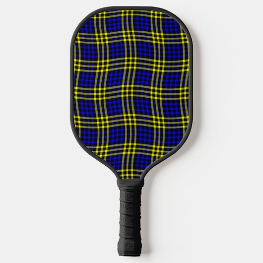 Blue Yellow Plaid Checker Seamless Pattern ピックルボールラケット (裏面)