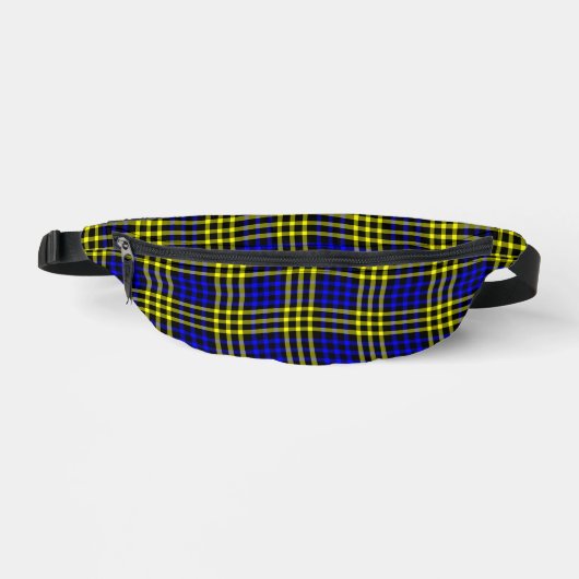 Blue Yellow Plaid Checker Seamless Pattern ファニーパック (正面)