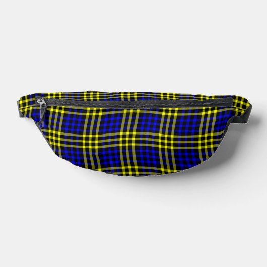 Blue Yellow Plaid Checker Seamless Pattern ファニーパック (レイダウン)