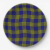 Blue Yellow Plaid Checker Seamless Pattern ペーパープレート (正面)
