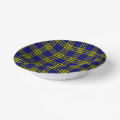 Blue Yellow Plaid Checker Seamless Pattern ペーパーボウル (傾斜あり)