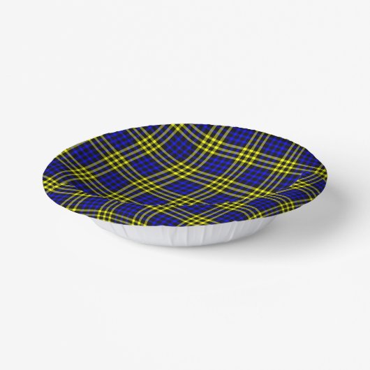 Blue Yellow Plaid Checker Seamless Pattern ペーパーボウル (傾斜あり)