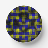 Blue Yellow Plaid Checker Seamless Pattern ペーパーボウル (正面)