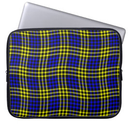 Blue Yellow Plaid Checker Seamless Pattern ラップトップスリーブ