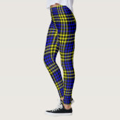 Blue Yellow Plaid Checker Seamless Pattern レギンス (左)