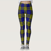 Blue Yellow Plaid Checker Seamless Pattern レギンス (正面)