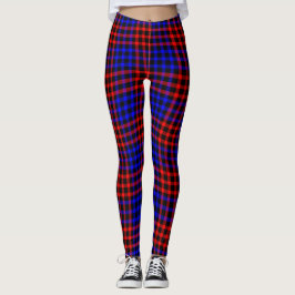 Blue Yellow Plaid Checker Seamless Pattern レギンス