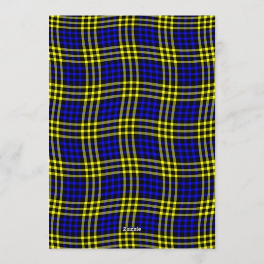 Blue Yellow Plaid Checker Seamless Pattern 招待状 (裏面)