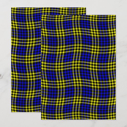Blue Yellow Plaid Checker Seamless Pattern 招待状 (正面/裏面)