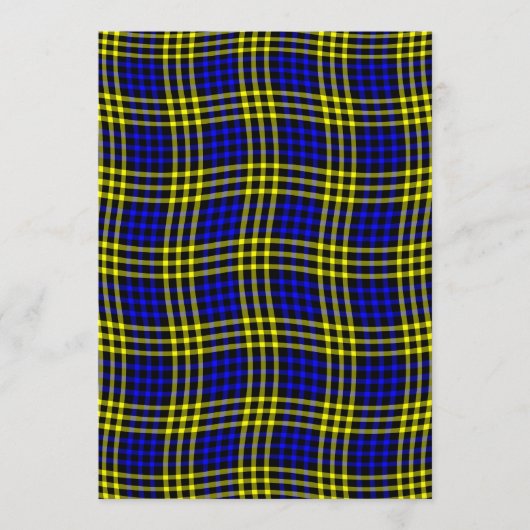 Blue Yellow Plaid Checker Seamless Pattern 招待状 (正面)