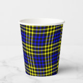Blue Yellow Plaid Checker Seamless Pattern 紙コップ (裏面)