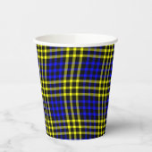 Blue Yellow Plaid Checker Seamless Pattern 紙コップ (左)