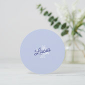Blue & Yellow Round Wedding Place Card & Menu  招待状 (スタンド正面)
