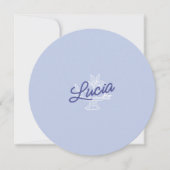 Blue & Yellow Round Wedding Place Card & Menu  招待状 (正面)