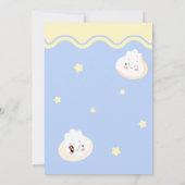 Blue Yellow Star Chinese Dumpling Baby Shower  招待状 (裏面)