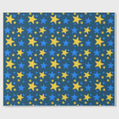 Blue & Yellow Star Pattern Gift Wrapping Paper ラッピングペーパー (フラット)