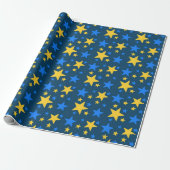Blue & Yellow Star Pattern Gift Wrapping Paper ラッピングペーパー (アンロールド)