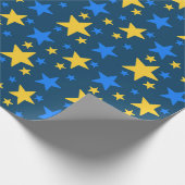 Blue & Yellow Star Pattern Gift Wrapping Paper ラッピングペーパー (角)