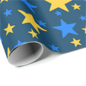 Blue & Yellow Star Pattern Gift Wrapping Paper ラッピングペーパー (ロールコーナー)