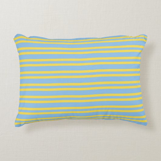 Blue Yellow Stripes Seamless Pattern アクセントクッション (正面)