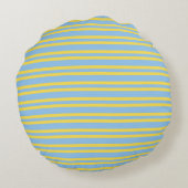 Blue Yellow Stripes Seamless Pattern ラウンドクッション (裏面)