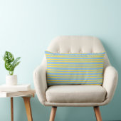 Blue Yellow Stripes Seamless Pattern ランバークッション (椅子)