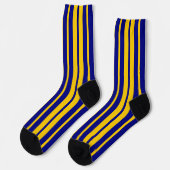 Blue Yellow Stylish Stripes Pattern Design  ソックス (左)