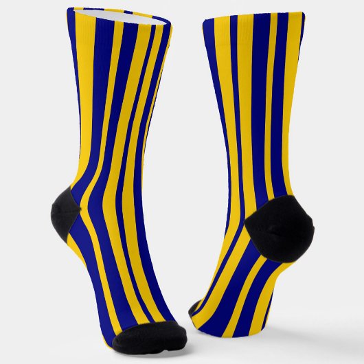 Blue Yellow Stylish Stripes Pattern Design  ソックス
