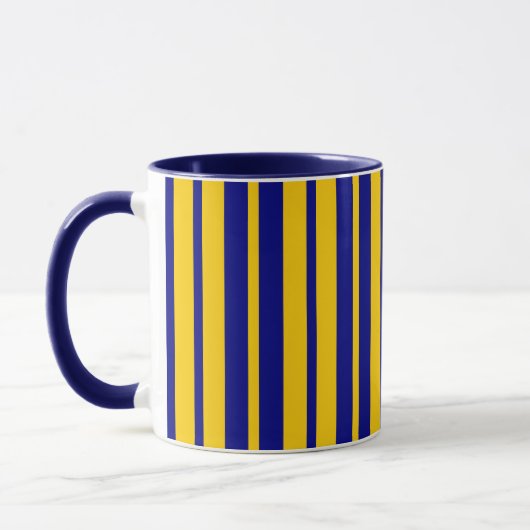 Blue Yellow Stylish Stripes Pattern Design  マグカップ (左)